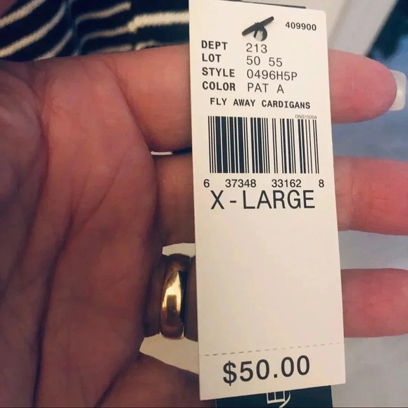 NWT-ab -studio cardigan -black and white striped - Picture 4 of 4